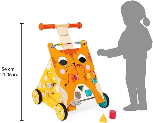 Miniatura 3 de Janod Gato andador de madera para bebé, 21.1 pulgadas de alto, a partir de 12 meses, J08005