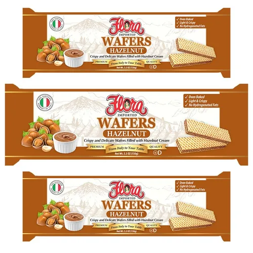 Miniatura 7 de Flora - Obleas italianas de chocolate - Obleas italianas crujientes rellenas de crema de chocolate - Horneado - Sin grasas hidrogenadas - 5.3 oz
