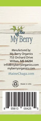 Miniatura 3 de My Berry Maine Chaga - Extracto líquido de corteza de hongo y abedul 2 onzas Cosechado silvestre y doble extracción Chaga cultivada en Estados