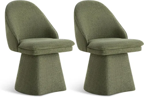 Miniatura 55 de KISLOT Juego de 4 sillas de comedor giratorias, tapizadas de mediados de siglo con respaldo alto, sillas de cocina de tela de lino para comedor, Una