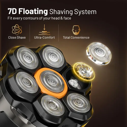 Miniatura 2 de Afeitadora de cabeza para hombres calvos: maquinilla de afeitar eléctrica 7D - Afeitado en seco y húmedo - Kit de aseo profesional para calvos