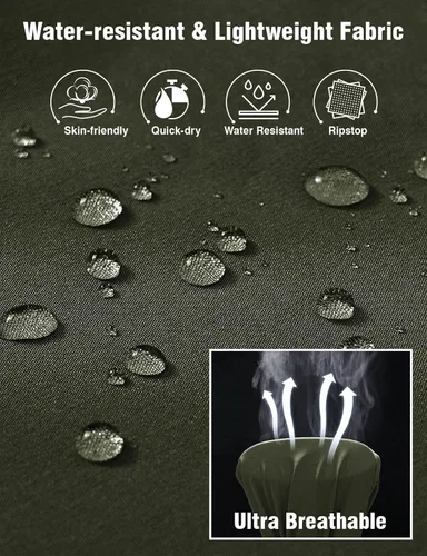 Miniatura 3 de Rdruko Pantalones de senderismo para hombre, de secado rápido, ligeros, resistentes al agua, elásticos, con 5 bolsillos y cordón
