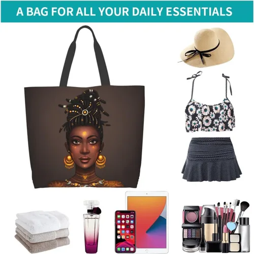Miniatura 5 de IAGM Bolsos de mano para mujer, bolso de hombro para mujer afroamericana, bolso mágico para compras, trabajo, comestibles, gimnasio