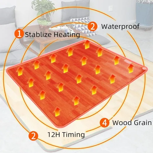Miniatura 6 de Tapetes eléctricos con calefacción debajo del escritorio, alfombra calefactada con temperatura ajustable/temporizador, alfombra grande