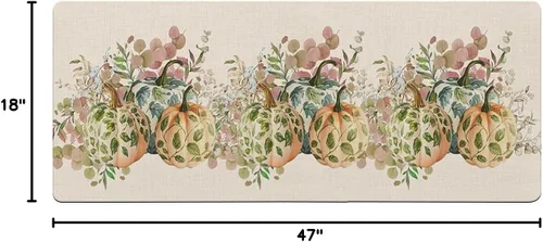 Miniatura 2 de Tapete de baño antideslizante con hojas y calabazas, de secado rápido y absorbente, de tierra de diatomeas, para fregadero de cocina, lavable