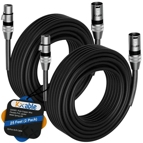 Miniatura 10 de Cables de micrófono XLR (1 pie, paquete de 2), cable de micrófono balanceado XLR macho a hembra, cordón de altavoz blindado de 3 pines, conectores