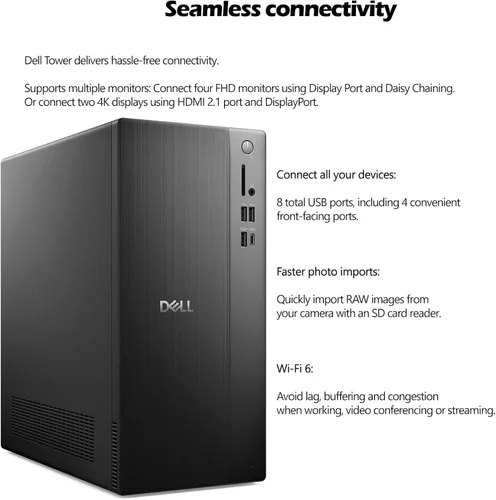 Miniatura 3 de Dell ECT1250 - Computadora de escritorio torre para multitarea definitiva en el hogar y la oficina, CPU Intel de 4 núcleos de 14ª