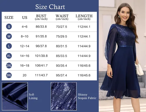 Miniatura 5 de DRESSTELLS Vestido formal de lentejuelas para mujer, vestido de otoño 2023