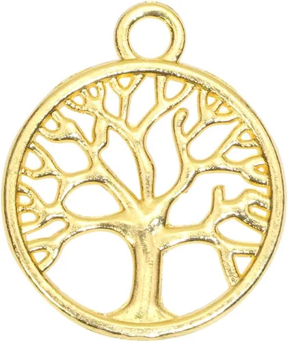 Miniatura 3 de Shapenty Dijes redondos de metal para el árbol de la vida, cuentas a granel, accesorios para hacer manualidades, pulseras, collares, aretes, Dorado