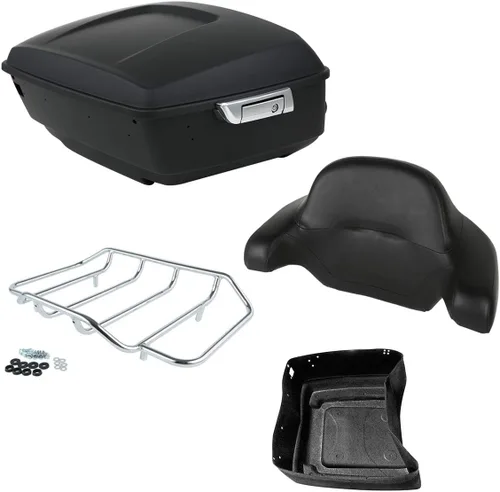 Miniatura 14 de TCMT Caja de maletero trasera con respaldo para motocicleta, rejilla portaequipajes de 2 plazas, para Harley 2014-2025 Touring CVO Road King Street