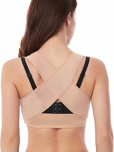 Werena Soporte para el pecho para mujer, corrector de postura, soporte de espalda, brasier moldeador de correa X, chaleco moldeador