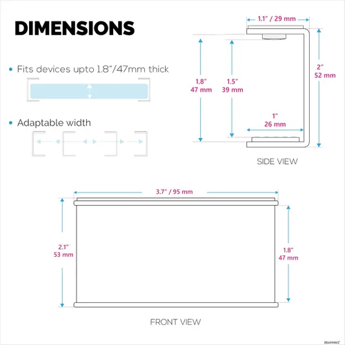 Miniatura 4 de Soporte para laptop debajo del escritorio para escritorio, adhesivo y atornillado, dispositivos de hasta 1.5 pulgadas de grosor como Macbooks