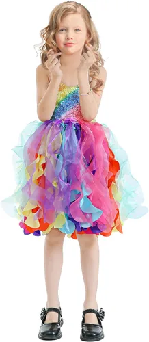 Miniatura 4 de Vestido tutú para niñas, vestido de tul con lentejuelas, vestido de princesa para niñas pequeñas, disfraz de fiesta de cumpleaños brillante