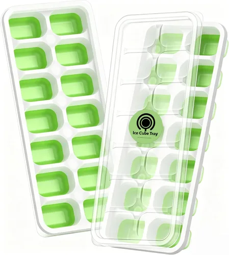 Miniatura 9 de ChefAide Bandeja para cubitos de hielo con tapa, 4 paquetes de 56 cubos, bandejas apilables duraderas para cubitos de hielo para congelador