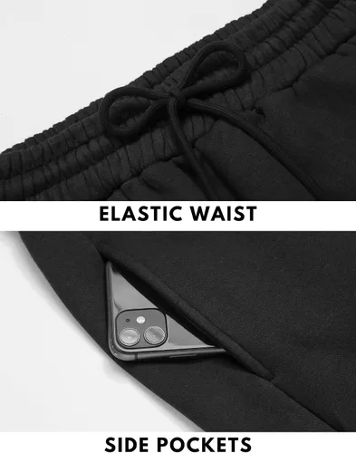 Miniatura 3 de Pinspark Pantalones deportivos con forro polar para mujer, para invierno y otoño, pantalones deportivos casuales holgados con bolsillos