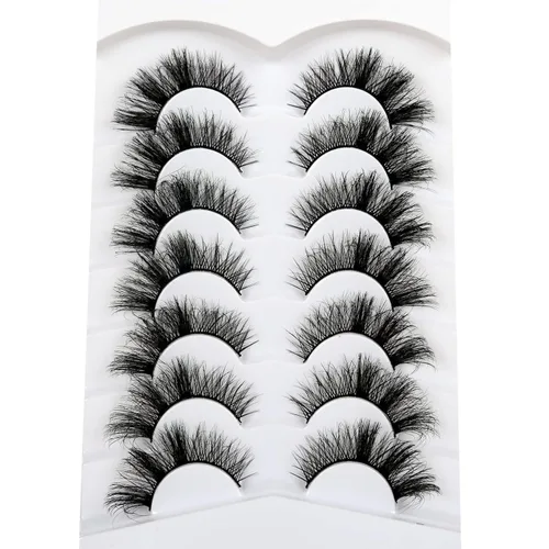 Miniatura 821 de Pooplunch - Pestañas postizas finas de visón sintético, estilo ojo de gato, naturales, cruzadas, tipo racimo, efecto 8D de volumen, tiras