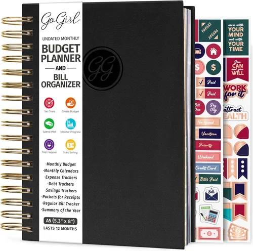 Miniatura 23 de GoGirl Planificador de presupuesto y organizador mensual de facturas, libro financiero mensual con bolsillos. Cuaderno de seguimiento de gastos
