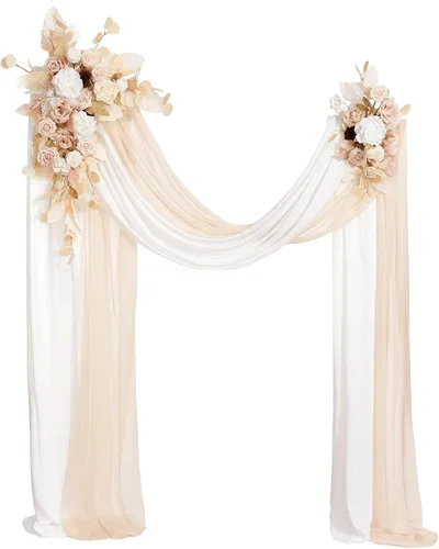 Miniatura 14 de Ling's moment Kit de Flores Artificiales de Arco de Boda de Otoño Paquete de 4, 2pcs Arreglo Floral Colgante 2pcs Cortinas de Ceremonia Telón