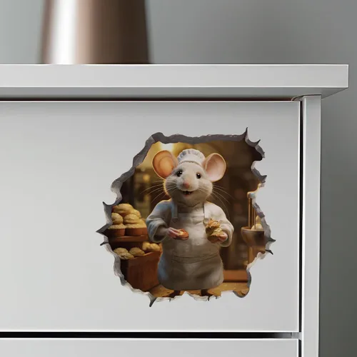 Miniatura 6 de Calcomanía de pared 3D con agujero de ratón Baker Mouse Hole