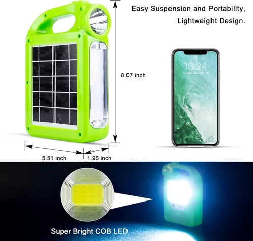 Miniatura 4 de Linterna solar para camping, accesorios esenciales, linterna LED recargable para cortes de energía, luces de tienda de campaña para emergencias