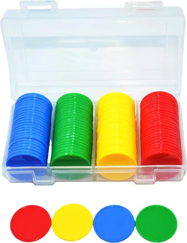 Miniatura 3 de Smartdealspro juego de 100 fichas de póquer de plástico opaco de 1 pulgada, fichas de juego, minipóquer, con caja de almacenamiento