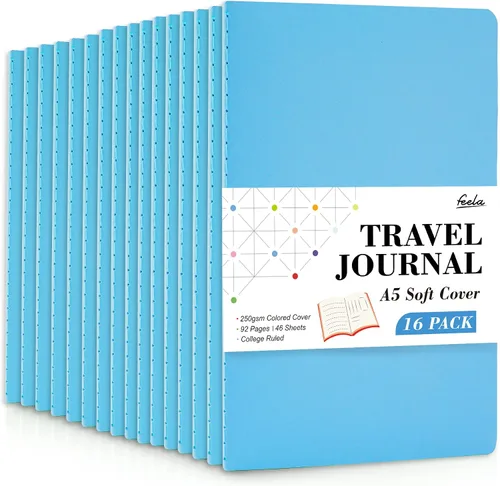 Miniatura 22 de feela - Paquete de 16 cuadernos de tapa suave a granel, cuadernos rayados universitarios para el trabajo para mujeres y niñas, diario de viaje