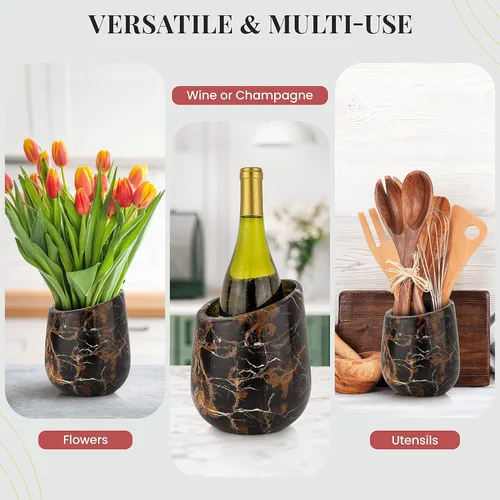 Miniatura 2 de Gusto Nostro Cubo enfriador de vino de mármol, enfriador de botellas de vino de 25.4 fl oz y enfriador de champán para fiesta, cocina, decoración