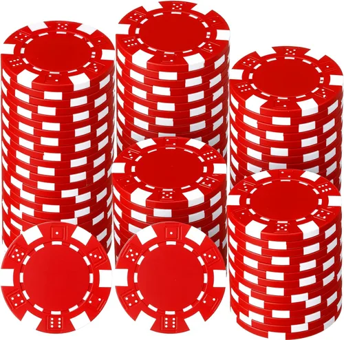 100 fichas de póquer de 0.41 oz ABS Monte Carlo, 0.05 oz fichas de bingo de 1.575 in, marcadores en blanco para conteo a granel para Blackjack y Rojo