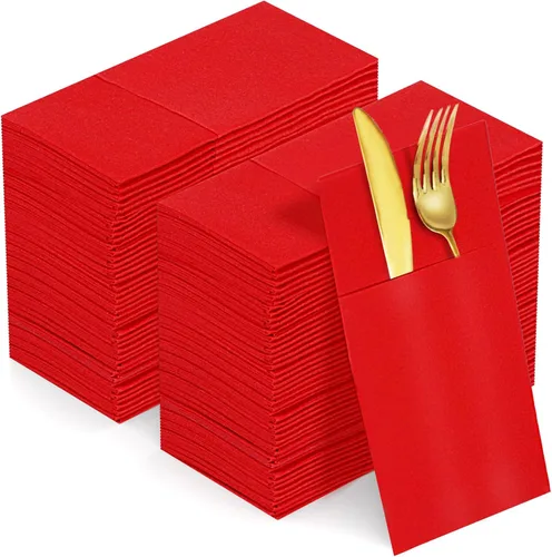 Miniatura 10 de KAMMAK Servilletas Desechables Verde Matcha con Bolsillo Tipo Tela Servilletas de Papel para Cena Paquete de 100 Plegadas Servilleta de Recepción