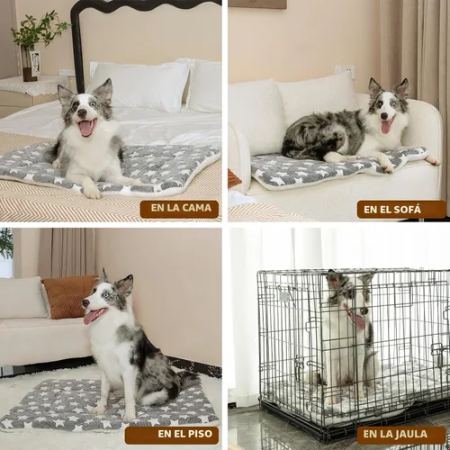 Miniatura 4 de Mora Pets Cama para Perros Almohadilla para Jaula Cama Ultra Suave para Mascotas con Bonito Estampado de Estrellas Alfombrilla Lavable para Jaula