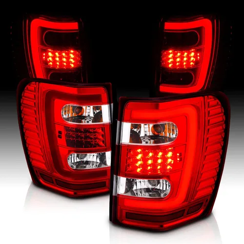 Miniatura 10 de AmeriLite Luces traseras LED rojas/transparentes de repuesto para Jeep Grand Cherokee 1999-2004 - Lado del conductor y del pasajero Rojo