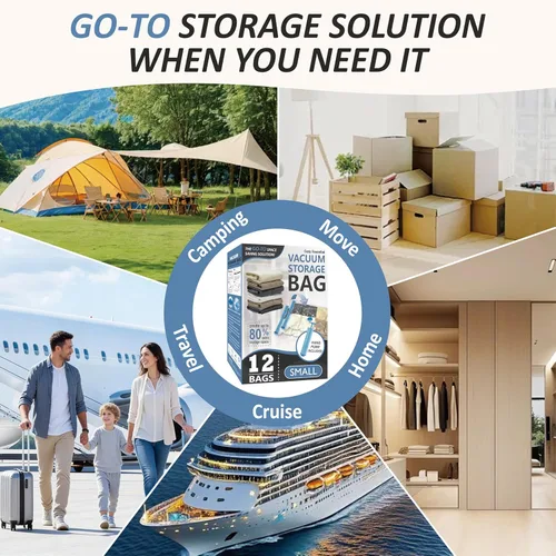 Miniatura 8 de Cozy Essential Vacuum Storage Bags, 80% Compression Vacuum Seal Space Saver Plastic Packaging Bags for Clothes, Blankets, Pillow, Bedding