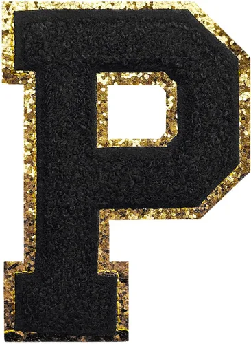 Miniatura 110 de GYGYL - 3 parches de letras deportivas de felpilla con purpurina, parches para planchar de tamaño grande para decoración de disfraces