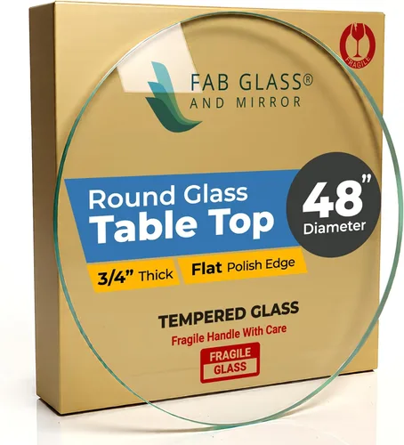 Miniatura 30 de Fab Glass - Mesa redonda de cristal de 48 in, grosor de 3/4 in, cristal pulido plano templado, Vidrio, Transparente