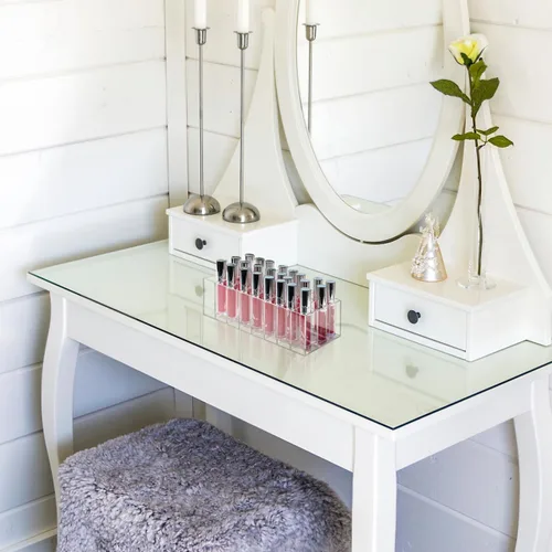 Miniatura 9 de Organizador de lápiz labial, soporte grueso de acrílico transparente de 24 ranuras para tocador, organizador de maquillaje para brillo de labios