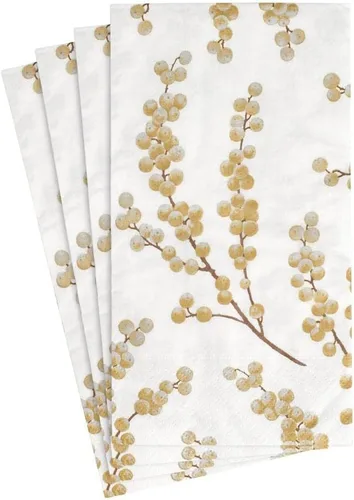 Miniatura 11 de Entertaining with Caspari Berry Branches - Servilletas de papel para cóctel, color blanco y dorado, paquete de 20