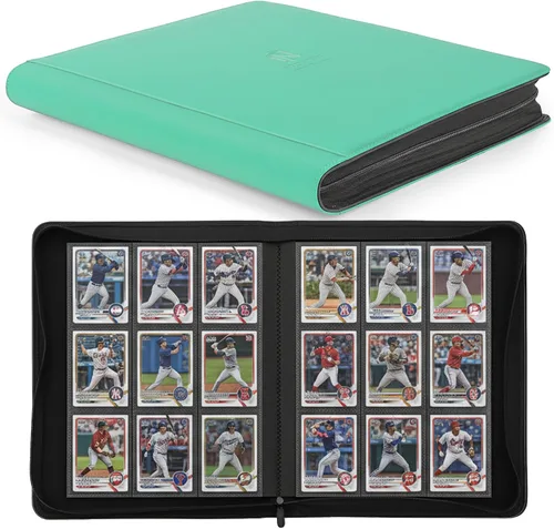 Miniatura 12 de Carpeta Premium de Tarjetas Coleccionables con más de 1000 bolsillos, Carpeta de 16 bolsillos sin anillo de carga lateral para cartas de Negro