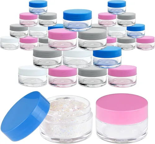 Miniatura 8 de Beauticom - 12 tarros redondos de plástico transparente de doble pared gruesa a prueba de fugas de 0.71 oz/0.7 fl oz (0.7 onzas líquidas) con tapas