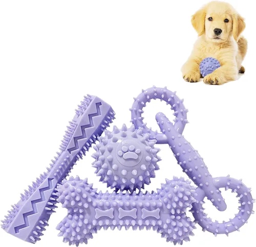 Miniatura 9 de Paquete de 4 juguetes para cachorros de 2 a 8 meses, juguete masticable para perros pequeños, juguetes de dentición para limpiar los dientes