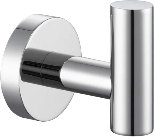 Gancho Simple de Baño para Toallas de Ángulo, Cromo Pulido, Porta Toallas de Acero Inoxidable SUS304, Gancho para Albornoz para Pared
