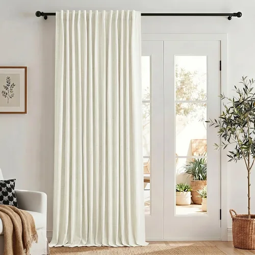 Miniatura 64 de Pitalk Cortinas cortas 100% opacas de lino para cafetería, 40 pulgadas de largo, 2 paneles, cortinas de puerta francesa para ventana, cortina