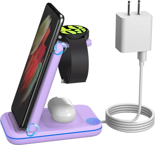 Cargador múltiple para Samsung, cargador plegable SOLO para Galaxy Watch Ultra/7/6/5/4/3/Active 2, estación de carga rápida de viaje 3 en 1/Dock