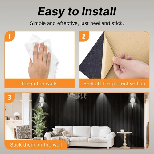 Miniatura 6 de Paquete de 4 Paneles Acústicos de Pared de Doble Capa Engrosados Autoadhesivos, 47"x23.6"x0.72" Paneles Insonorizantes Grandes de Alta Densidad