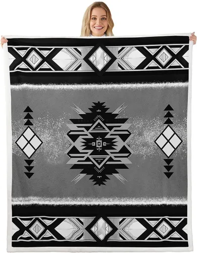 Miniatura 11 de Manfei Manta azteca nativa americana para decoración de habitación de niños y niñas, manta retro tribal geométrica bohemia para sofá, manta de forro