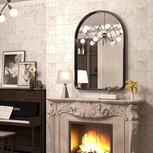 Miniatura 96 de TokeShimi - Espejo para pared de baño, espejo de tocador con marco de metal de aleación de aluminio mate cepillado e inoxidable, decoración rústica