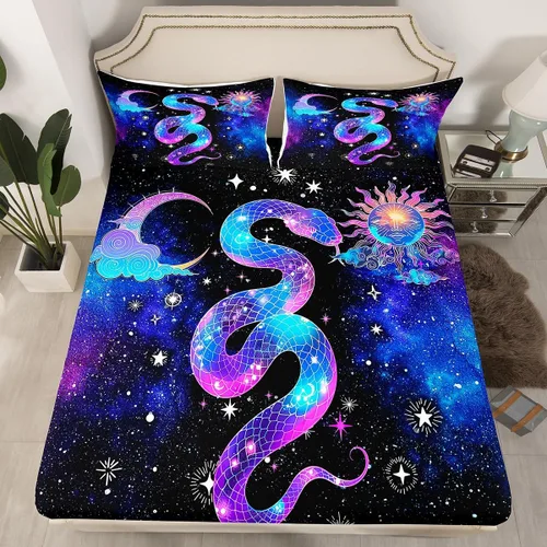 Miniatura 8 de Sábana bajera ajustable de mariposa, tamaño individual, estrellas estrelladas, galaxia azul, nebulosa, universo de nebulosa, suave, lujoso, juego