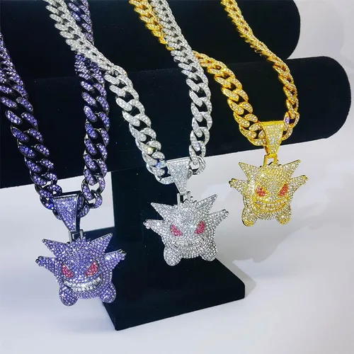Miniatura 4 de MFJFHK Miami - Cadena de eslabones cubanos para hombre, chapado en oro dorado, collar de hip hop, cadena de diamantes para hombre, joyería de hip