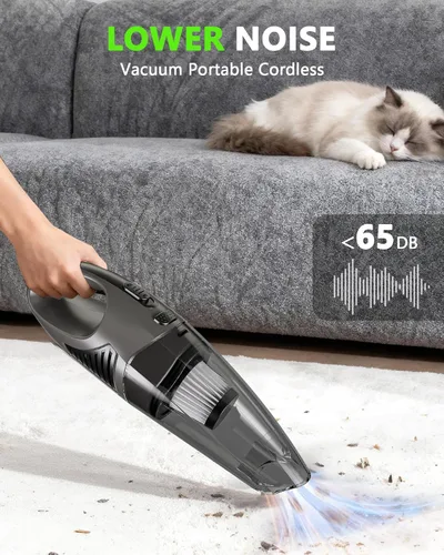 Miniatura 6 de Aspiradora de mano inalámbrica, succión fuerte de 11 KPA y motor sin escobillas de 25 minutos de tiempo de funcionamiento, aspiradora recargable