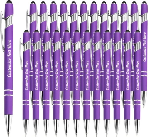 Miniatura 84 de Hasta 500 bolígrafos personalizados a granel con logotipo de mensaje de nombre comercial, bolígrafos grabados personalizados con lápiz óptico