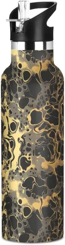 Camouflage Gold Leakproof and BPA Free Reusable Water Bottle with Straw Lid Double-Wall Vacuum Insulation for Gym Sports 11
